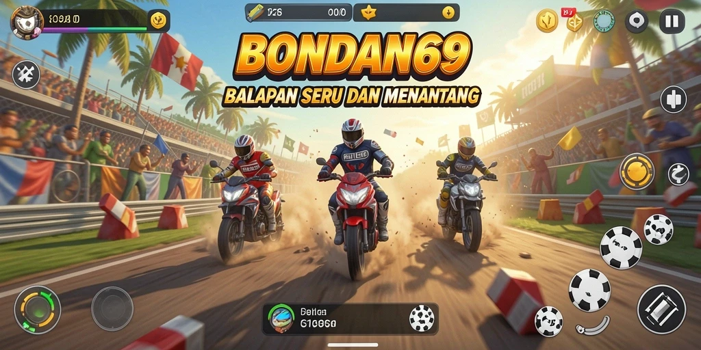Tampilan gameplay BONDAN69 yang mendebarkan di trek balap.