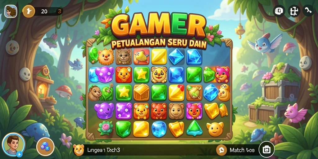 Tampilan seru dari gameplay Match-3 di GAMERP.