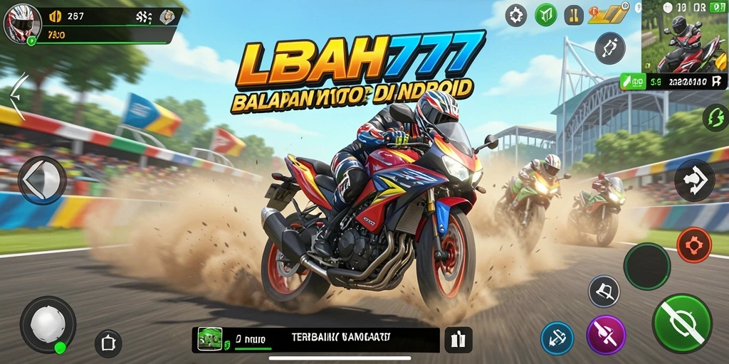 Screenshot gameplay LEBAH777 dengan aksi balap motor yang seru.