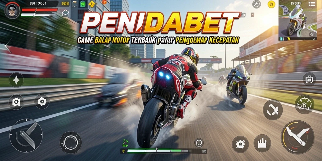 Screenshot gameplay PENIDABET menampilkan momen balap motor yang intens.
