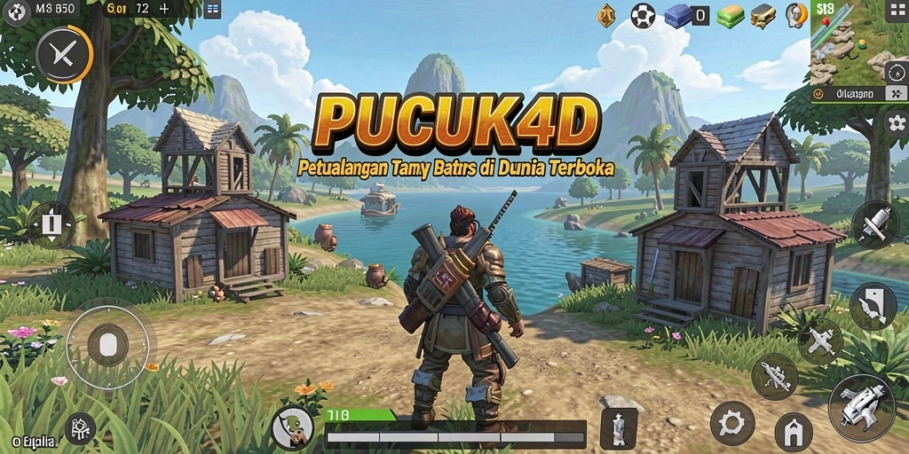 Tangkapan layar dari gameplay PUCUK4D yang menunjukkan eksplorasi dunia terbuka.