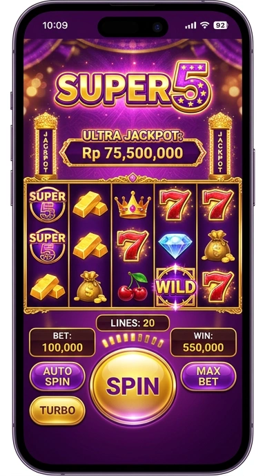 Antarmuka pengguna super5 yang ramah dan mudah digunakan.